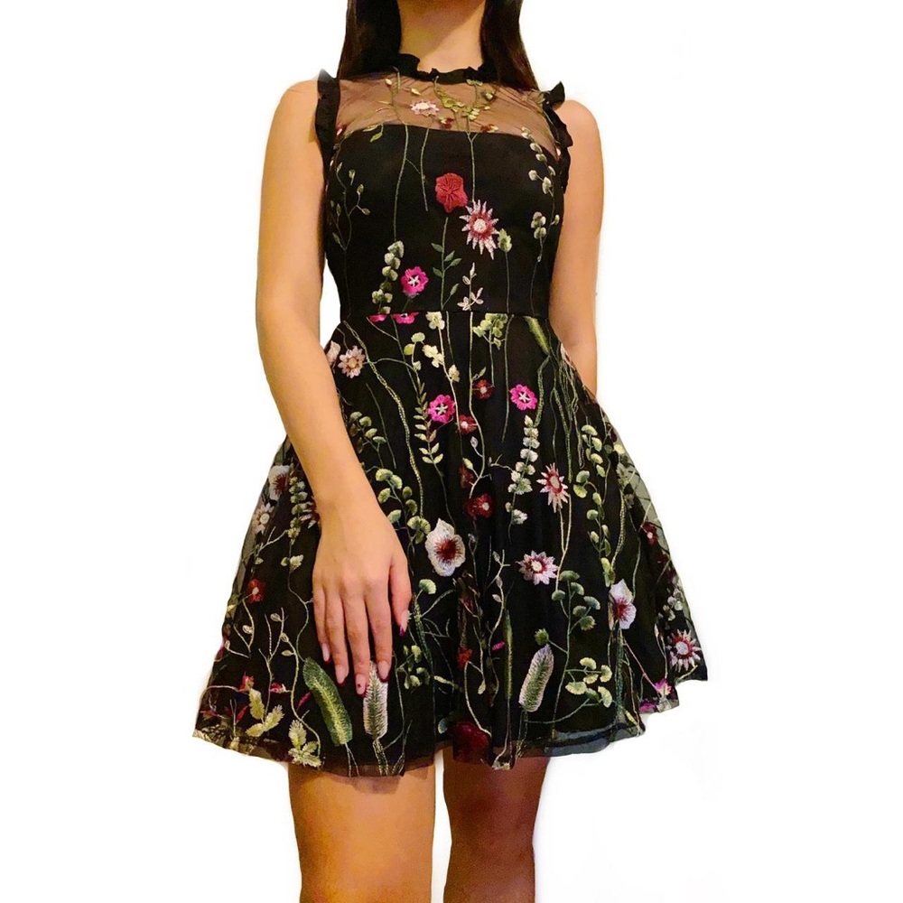 COPY - Juniors' Floral-Embroidered Fit & Flare Dress, Created For Macy's
